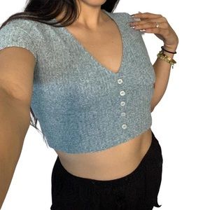💚 SO turquoise teal blue crop top